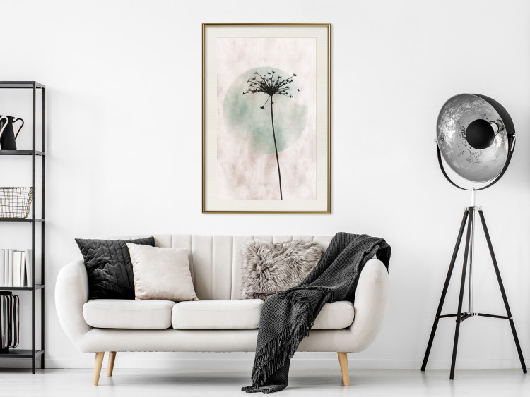 Wall Poster Autumn Evening - black dandelion flower on a light background with a large circle 131818 additionalImage 22
