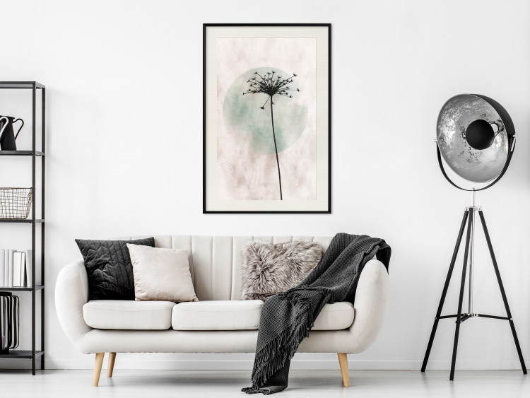 Wall Poster Autumn Evening - black dandelion flower on a light background with a large circle 131818 additionalImage 24
