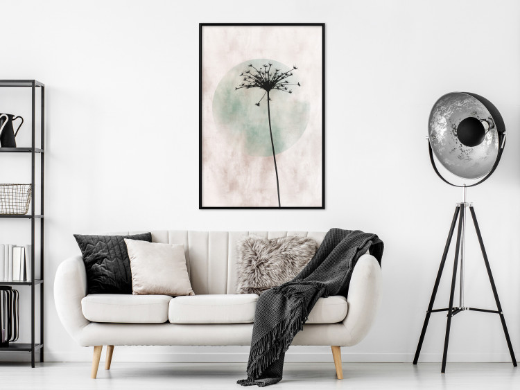 Wall Poster Autumn Evening - black dandelion flower on a light background with a large circle 131818 additionalImage 6