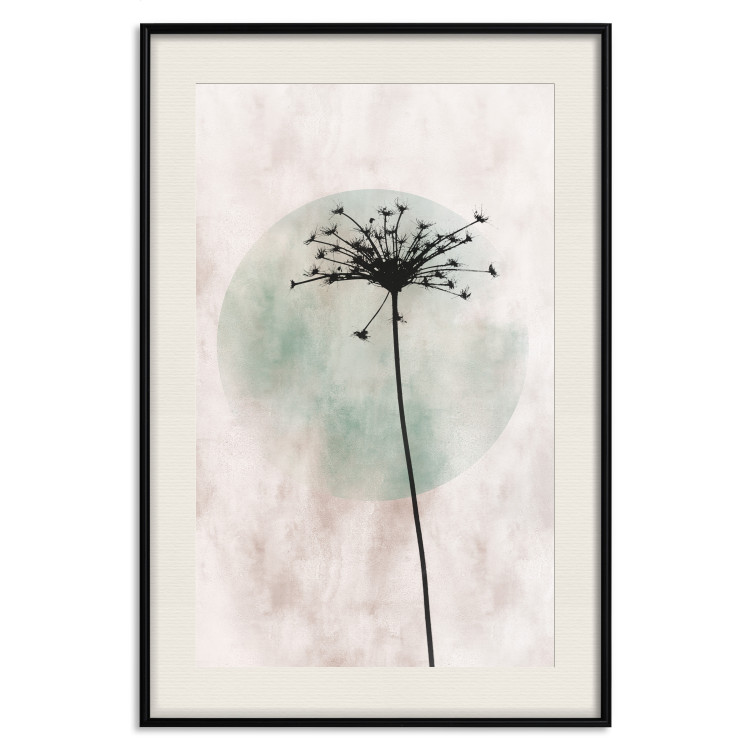 Wall Poster Autumn Evening - black dandelion flower on a light background with a large circle 131818 additionalImage 19