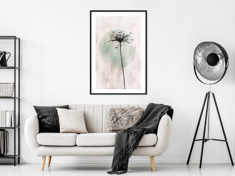 Wall Poster Autumn Evening - black dandelion flower on a light background with a large circle 131818 additionalImage 23