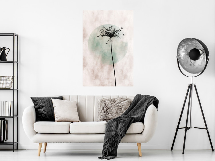 Wall Poster Autumn Evening - black dandelion flower on a light background with a large circle 131818 additionalImage 4