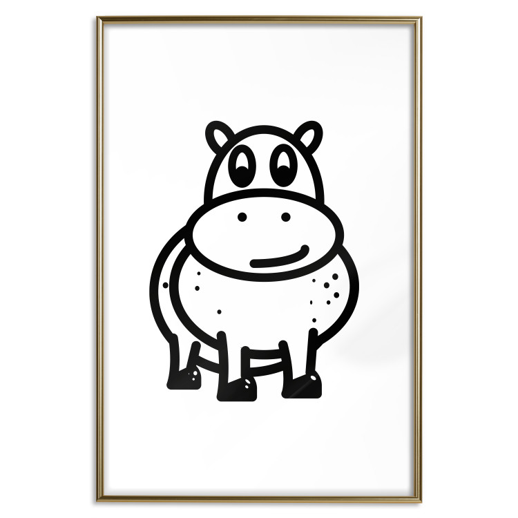 Poster Friendly Hippo - black and small hippo on a solid white background 135218 additionalImage 18