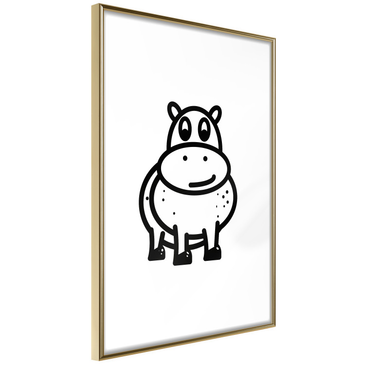 Poster Friendly Hippo - black and small hippo on a solid white background 135218 additionalImage 5