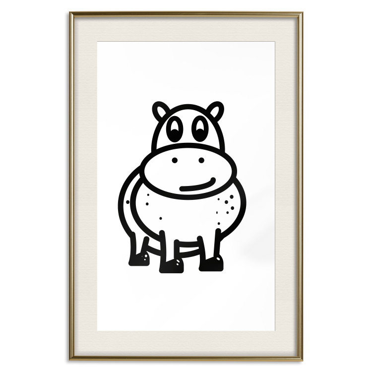 Poster Friendly Hippo - black and small hippo on a solid white background 135218 additionalImage 12