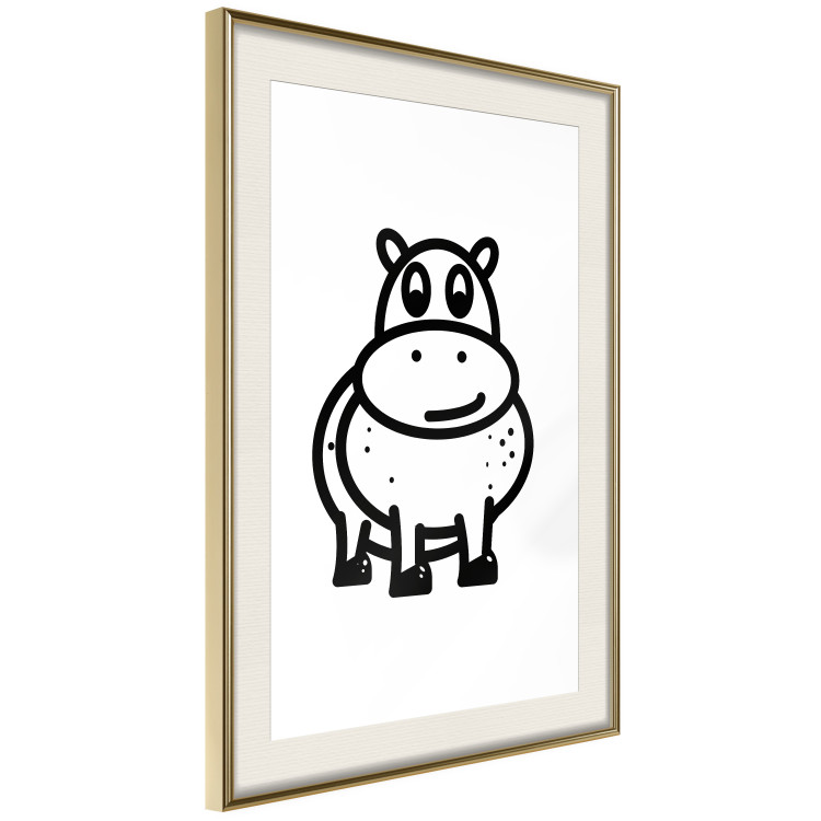 Poster Friendly Hippo - black and small hippo on a solid white background 135218 additionalImage 3
