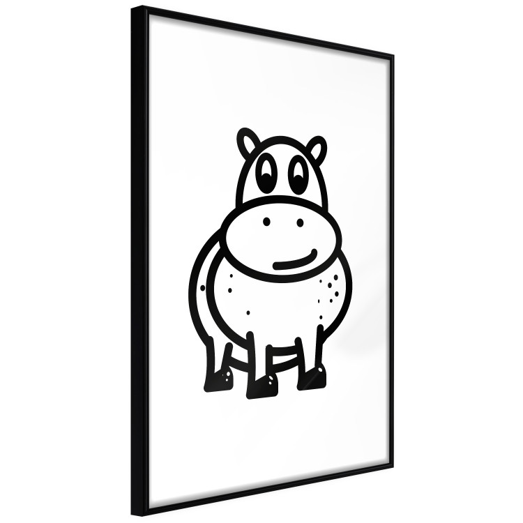 Poster Friendly Hippo - black and small hippo on a solid white background 135218 additionalImage 8