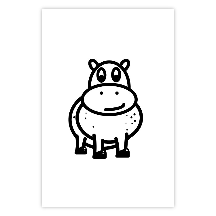 Poster Friendly Hippo - black and small hippo on a solid white background 135218 additionalImage 26
