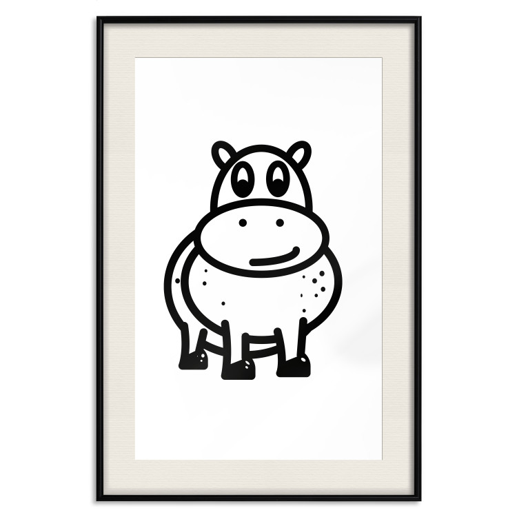 Poster Friendly Hippo - black and small hippo on a solid white background 135218 additionalImage 13