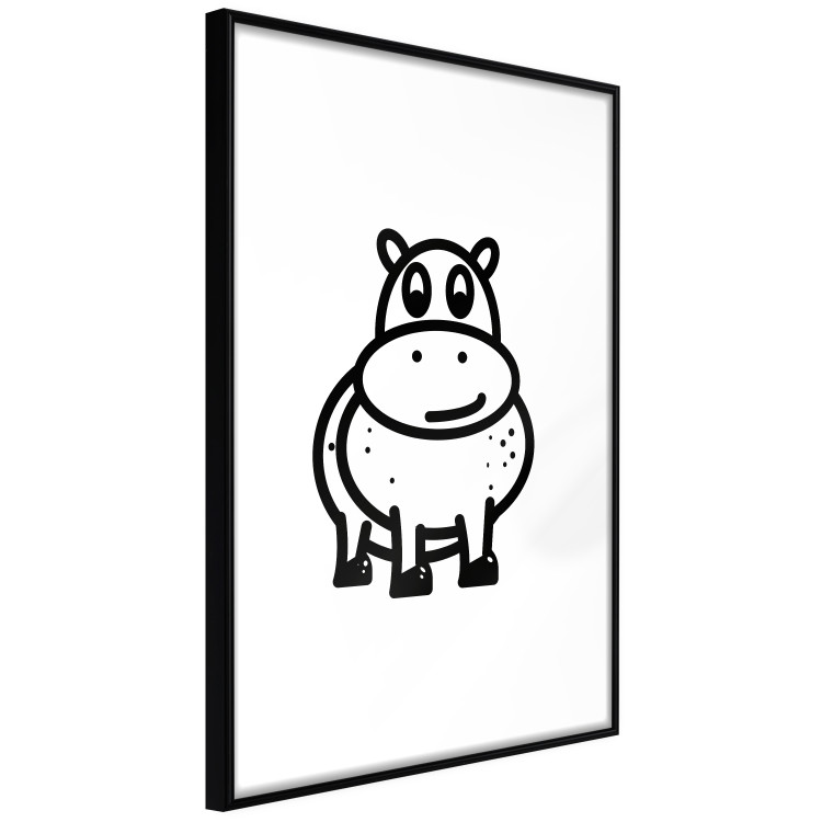 Poster Friendly Hippo - black and small hippo on a solid white background 135218 additionalImage 6