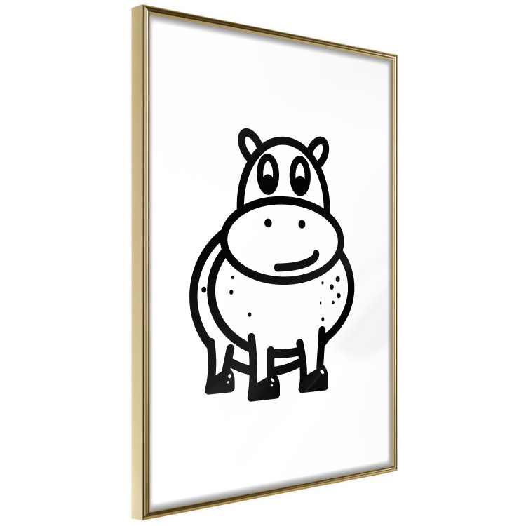 Poster Friendly Hippo - black and small hippo on a solid white background 135218 additionalImage 7