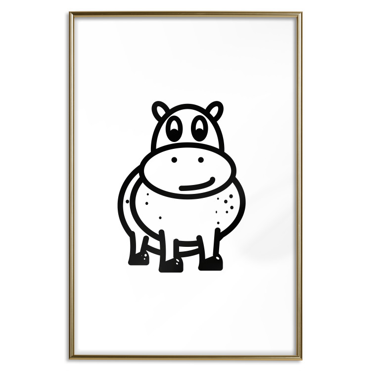 Poster Friendly Hippo - black and small hippo on a solid white background 135218 additionalImage 16