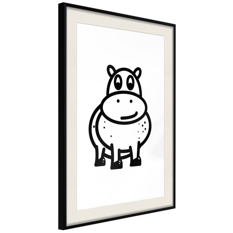 Poster Friendly Hippo - black and small hippo on a solid white background 135218 additionalImage 4