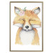 Wall Poster Red Fox - portrait of a red fox with a flower on a contrasting background 135718 additionalThumb 6