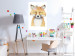 Wall Poster Red Fox - portrait of a red fox with a flower on a contrasting background 135718 additionalThumb 20