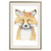 Wall Poster Red Fox - portrait of a red fox with a flower on a contrasting background 135718 additionalThumb 4
