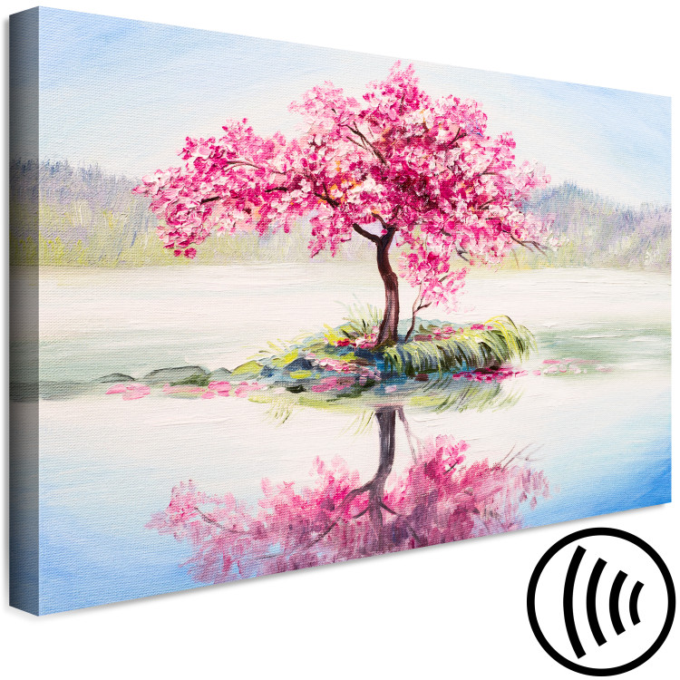 Canvas Art Print Blooming Island (1-piece) Wide - landscape of a tree with pink leaves 136318 additionalImage 6