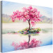 Canvas Art Print Blooming Island (1-piece) Wide - landscape of a tree with pink leaves 136318 additionalThumb 2