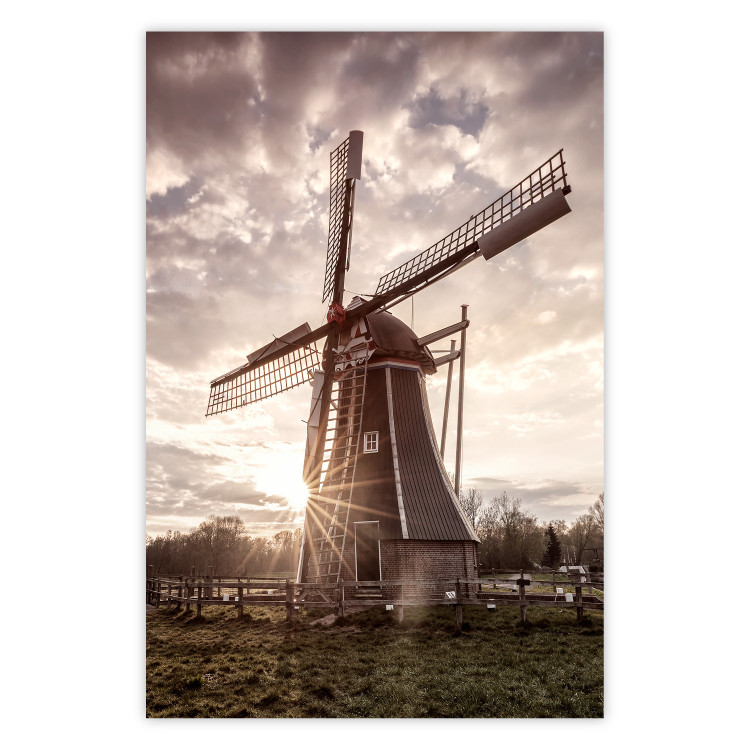 Poster Wind of Memories - landscape of a large windmill against a sunny sky 137918