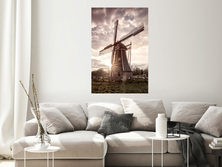 Poster Wind of Memories - landscape of a large windmill against a sunny sky 137918 additionalImage 17