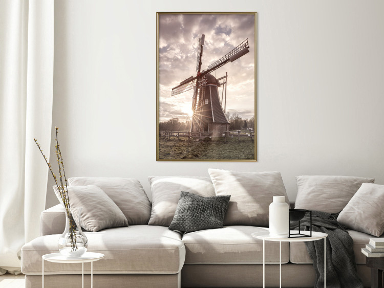 Poster Wind of Memories - landscape of a large windmill against a sunny sky 137918 additionalImage 21