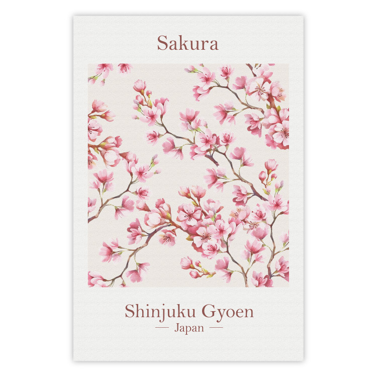 Wall Poster Sakura - English and Japanese text with pink flower 138218