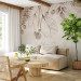 Wall Mural A subtle breeze - minimalist flowers and leaves in a beige composition 138818