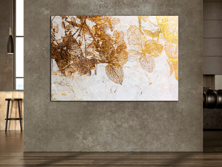 Canvas In the Golden Garden (1-piece) Wide - flowers reflected in marble 143418 additionalImage 3