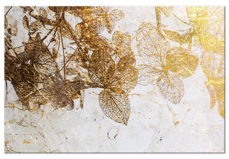 Canvas In the Golden Garden (1-piece) Wide - flowers reflected in marble 143418