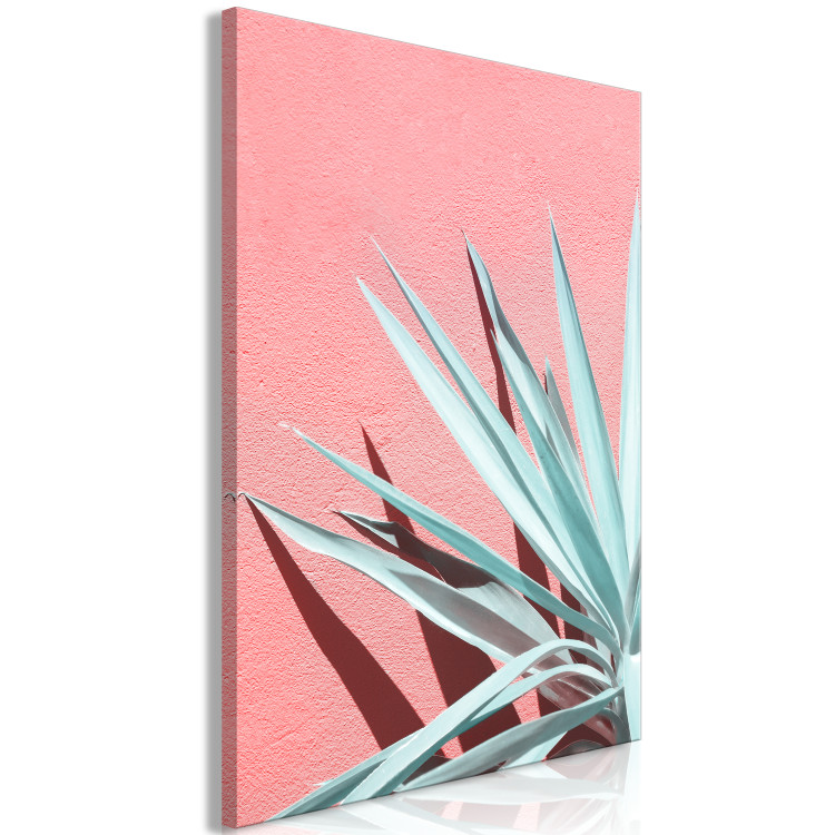 Canvas In Full Sunlight (1-piece) - landscape with leaves on a pink wall 144118 additionalImage 2