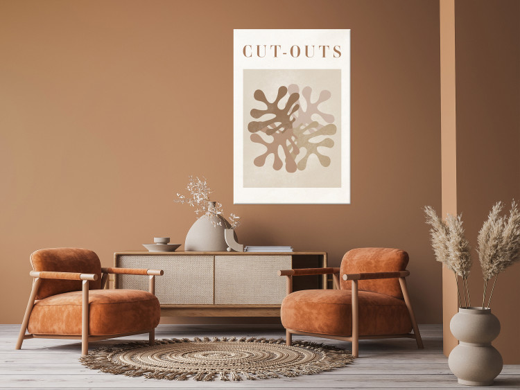 Canvas Art Print Cutouts (1-piece) - abstract plants in beige shades 144718 additionalImage 3