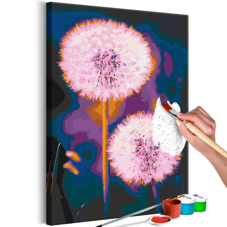 Paint by number Fluffy Balls - Large Pink Dandelions on a Dark Two-Color Background 146218 additionalImage 6