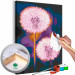 Paint by number Fluffy Balls - Large Pink Dandelions on a Dark Two-Color Background 146218