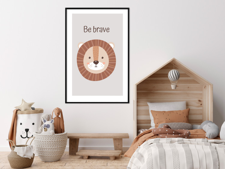 Poster Be Brave - Friendly and Cheerful Lion and Motivating Slogan for Kids 146618 additionalImage 13