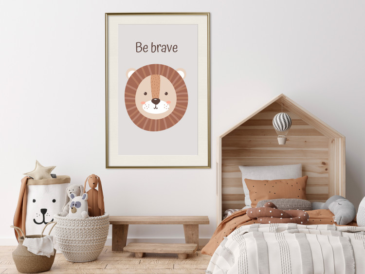 Poster Be Brave - Friendly and Cheerful Lion and Motivating Slogan for Kids 146618 additionalImage 16