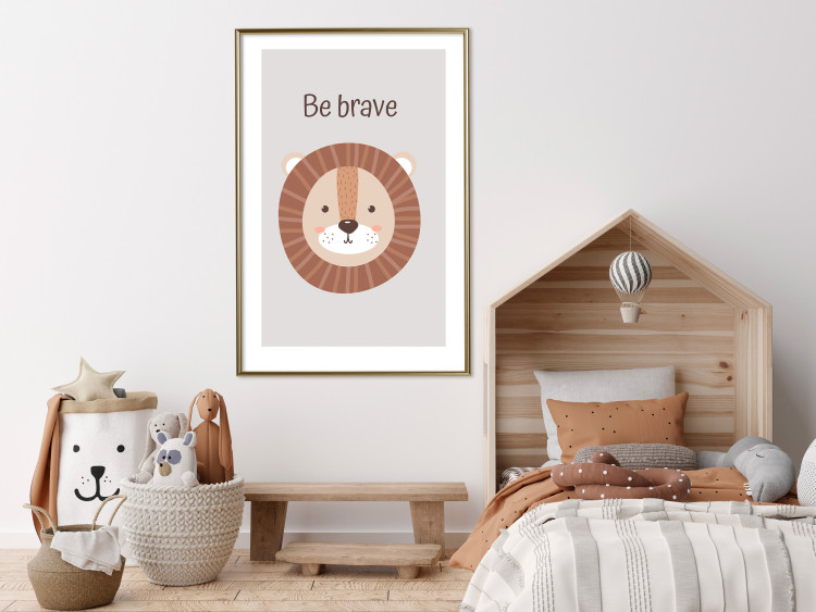 Poster Be Brave - Friendly and Cheerful Lion and Motivating Slogan for Kids 146618 additionalImage 18