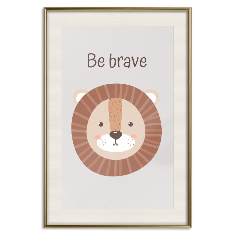 Poster Be Brave - Friendly and Cheerful Lion and Motivating Slogan for Kids 146618 additionalImage 27