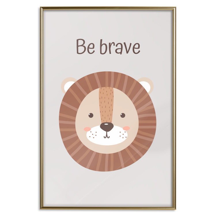 Poster Be Brave - Friendly and Cheerful Lion and Motivating Slogan for Kids 146618 additionalImage 23