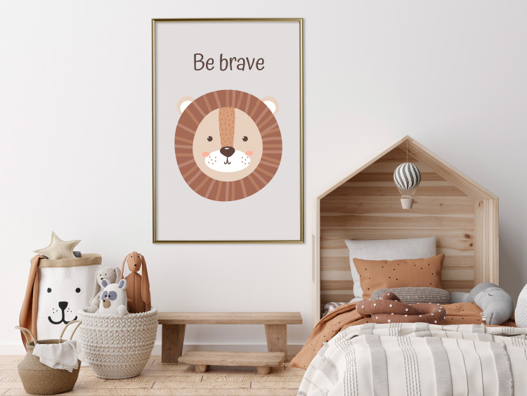 Poster Be Brave - Friendly and Cheerful Lion and Motivating Slogan for Kids 146618 additionalImage 17