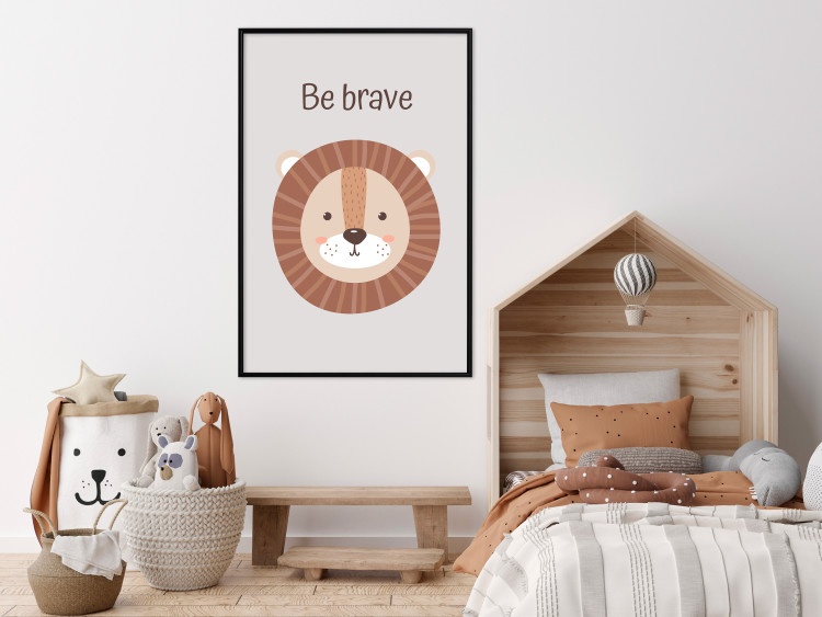 Poster Be Brave - Friendly and Cheerful Lion and Motivating Slogan for Kids 146618 additionalImage 11