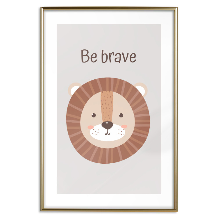 Poster Be Brave - Friendly and Cheerful Lion and Motivating Slogan for Kids 146618 additionalImage 26