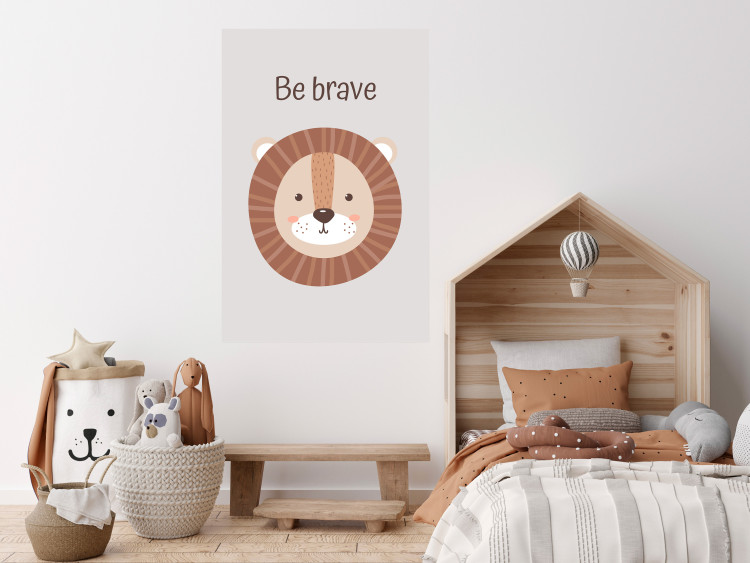Poster Be Brave - Friendly and Cheerful Lion and Motivating Slogan for Kids 146618 additionalImage 14