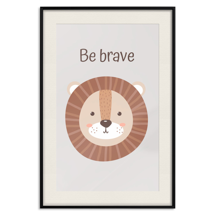 Poster Be Brave - Friendly and Cheerful Lion and Motivating Slogan for Kids 146618 additionalImage 25