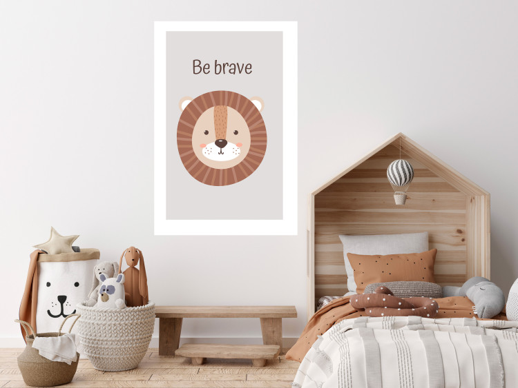 Poster Be Brave - Friendly and Cheerful Lion and Motivating Slogan for Kids 146618 additionalImage 12