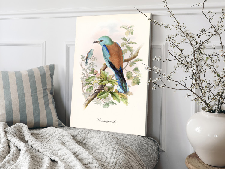 Canvas Art Print Common Starling (1-piece) - colorful birds on tree branches 149718 additionalImage 3