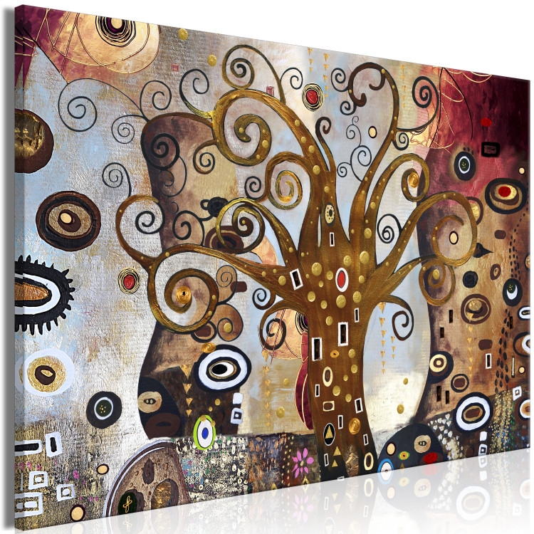 Canvas Art Print Abstract Tree - Painted Forms in the Style of Gustav Klimt 149918 additionalImage 2