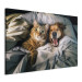 Canvas Art Print AI Golden Retriever Dog and Tabby Cat - Animals Resting in Comfortable Bedding - Horizontal 150118 additionalThumb 2