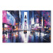 Canvas Print New York - Evening City Lights in Pink Shades 151918