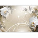 Photo Wallpaper Floral Abstraction - white orchid flowers with silver ornaments 59718 additionalThumb 1