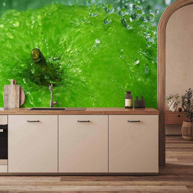 Photo Wallpaper Refreshing Flavours - Green Apple with Stem Dipping into Water 59818 additionalImage 6